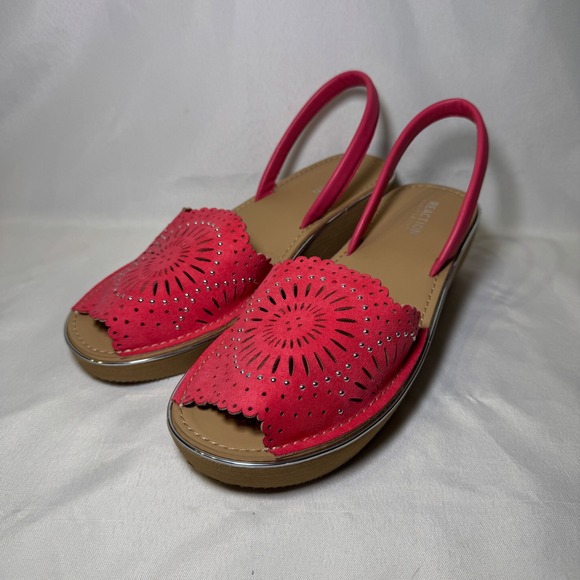 Kenneth Cole Reaction Shoes - Kenneth Cole Reaction Coral Pink Laser Cut Wedge Sandals Fine Glass Laser 9.5